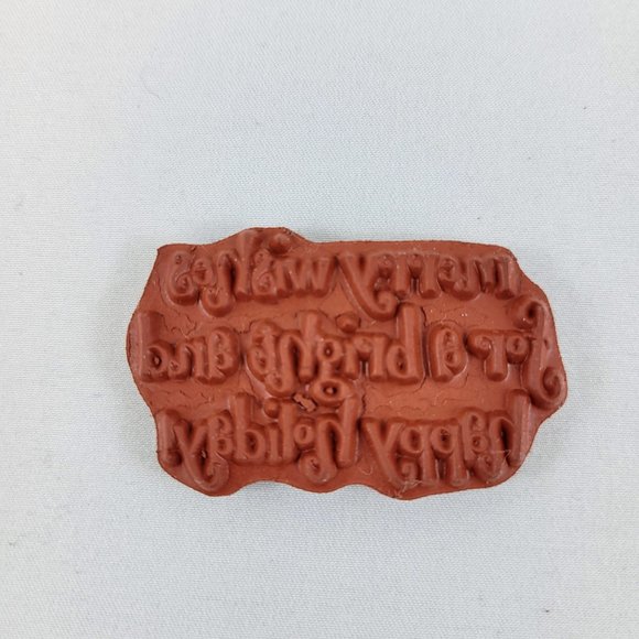 Merry Wishes Rubber Cling Stamp Impression Obsession Bright Holiday Christmas - Picture 4 of 7